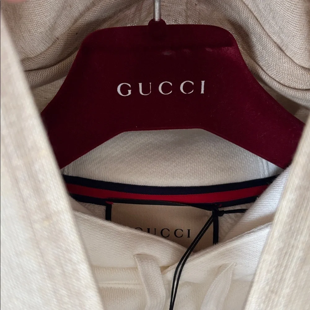 Gucci Interlocking G Embroidery Cotton Hooded Sweatshirt sz L